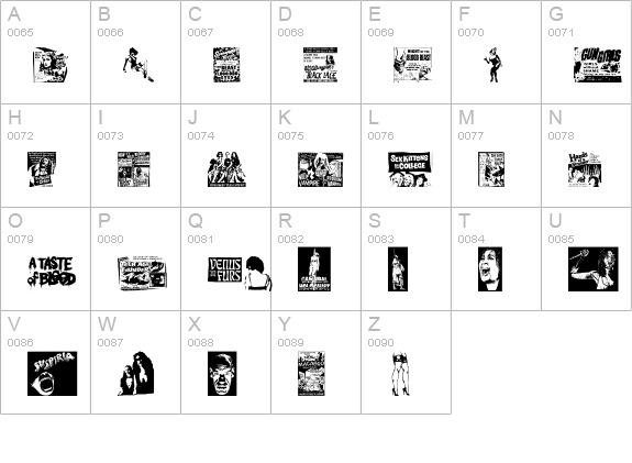 B Movie Dings uppercase A-Z preview