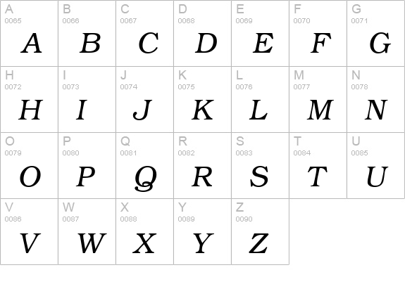 B791-Roman-Italic uppercase A-Z preview