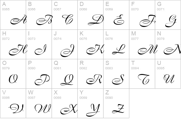 B820-Script-Regular uppercase A-Z preview