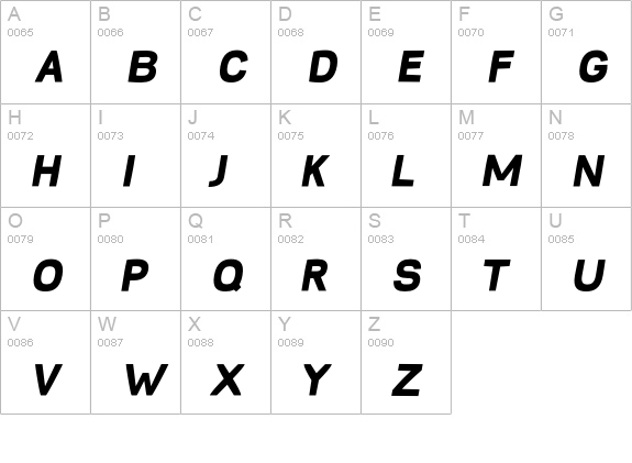 BabyMineFatOblique uppercase A-Z preview