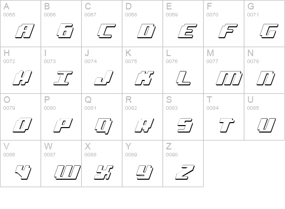 bad robot 3d italic uppercase A-Z preview