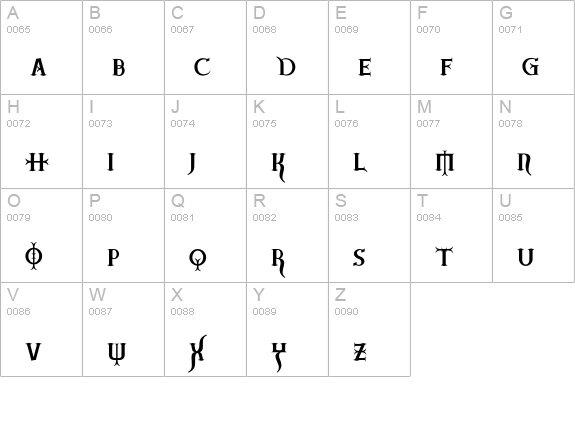 BadAngel-Sinner uppercase A-Z preview