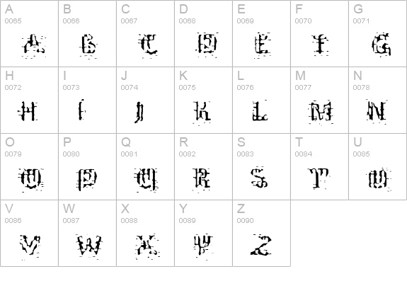 BadblocksEF uppercase A-Z preview