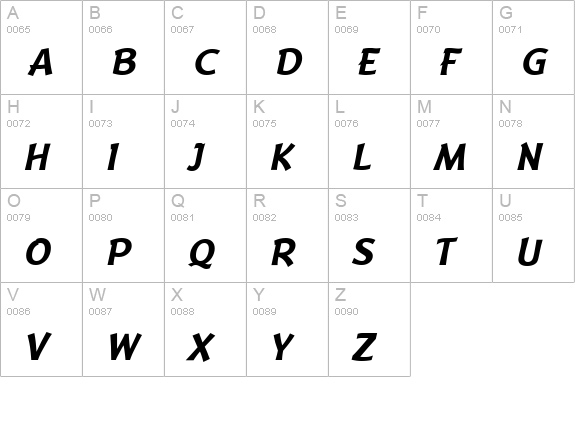 BadgerBoldItalic uppercase A-Z preview