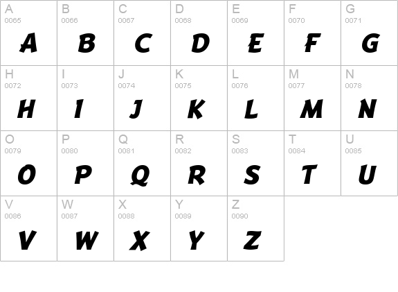 BadgerExtraBoldItalic uppercase A-Z preview