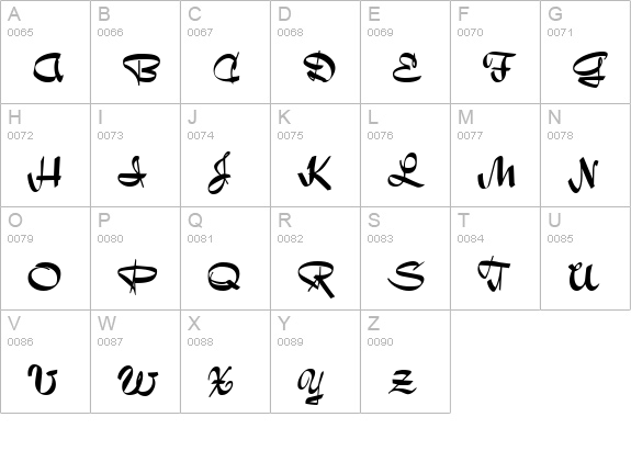 Bailey Script Regular uppercase A-Z preview