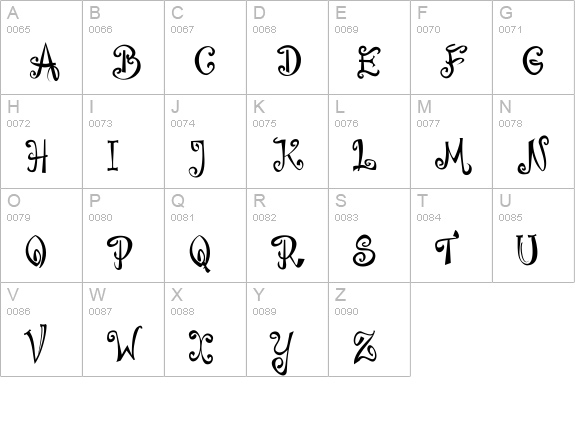 Bajareczka uppercase A-Z preview