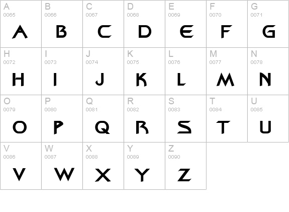 Bajoran uppercase A-Z preview