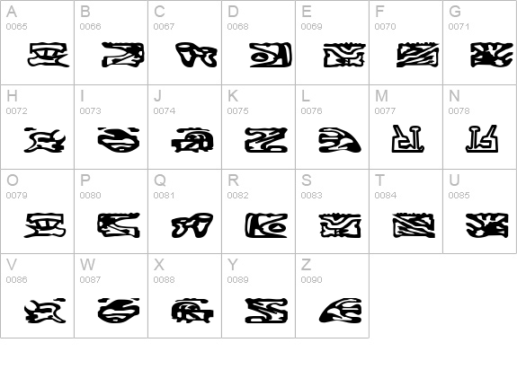 Bajoran Ideogram - ST canon based uppercase A-Z preview