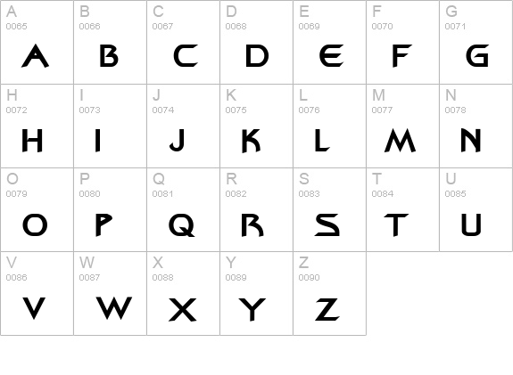 Bajoran Regular uppercase A-Z preview