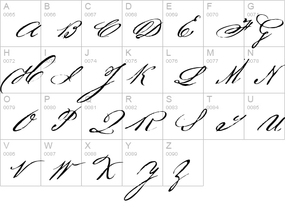 BakerScript uppercase A-Z preview