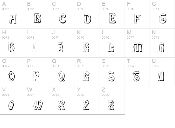 Baldur Shadow uppercase A-Z preview