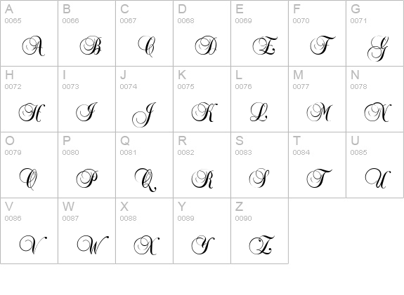 Ballad-Script-Regular uppercase A-Z preview