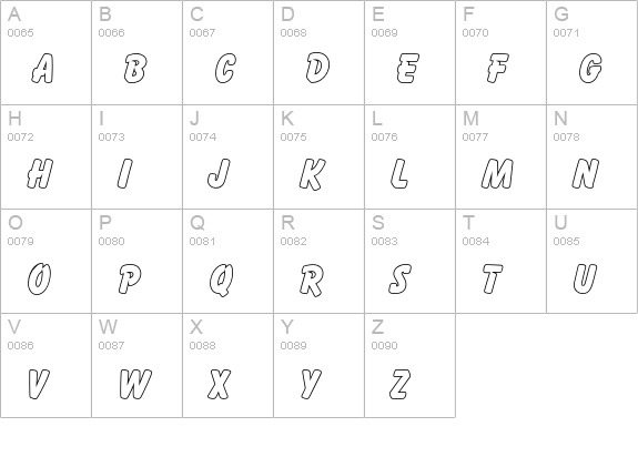 Balloon Outline P Extra Bold uppercase A-Z preview