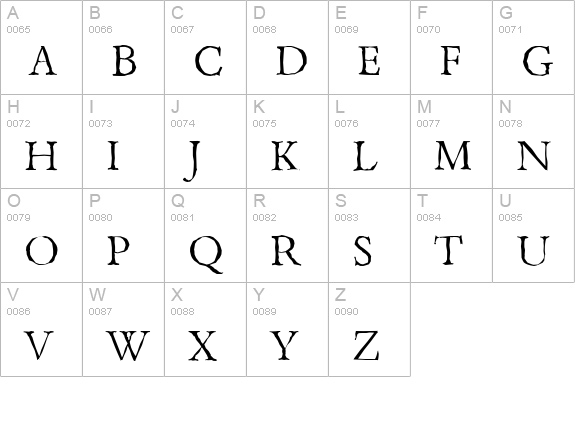 BambergAntique-Light-Regular uppercase A-Z preview