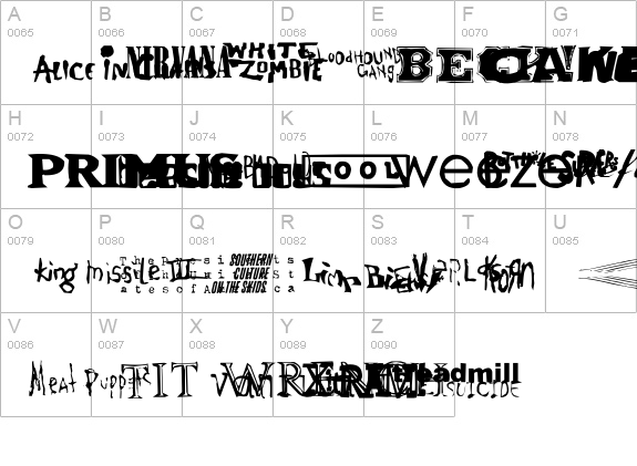 Bandnames uppercase A-Z preview