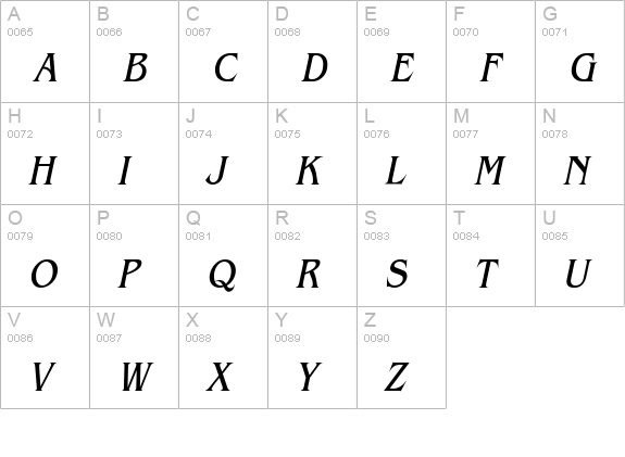Bangle Condensed Italic uppercase A-Z preview