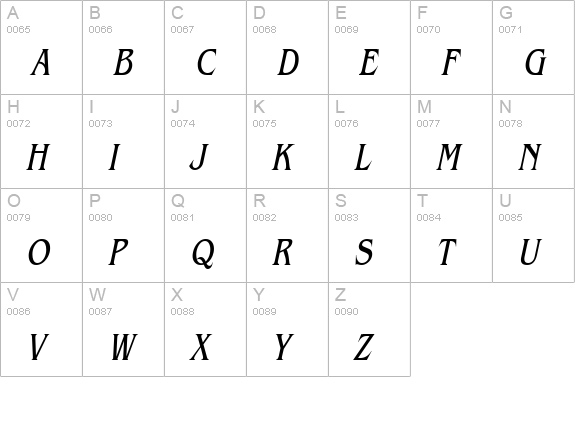 Bangle Thin Italic uppercase A-Z preview