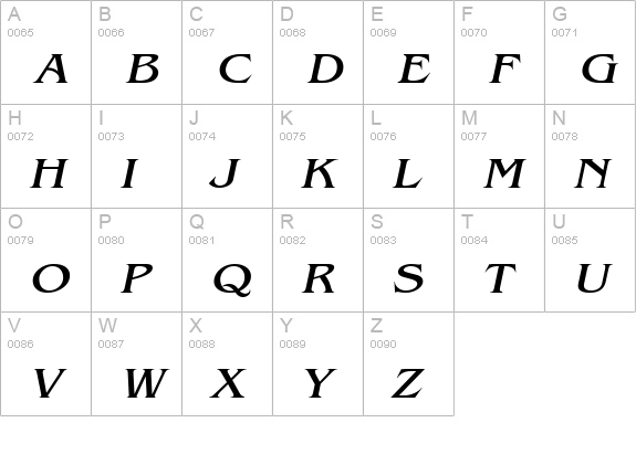 Bangle Wide Italic uppercase A-Z preview