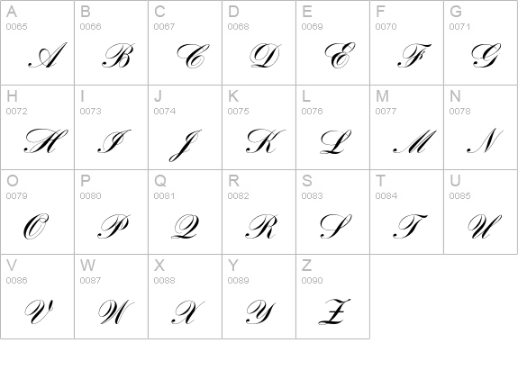Bank Script D uppercase A-Z preview
