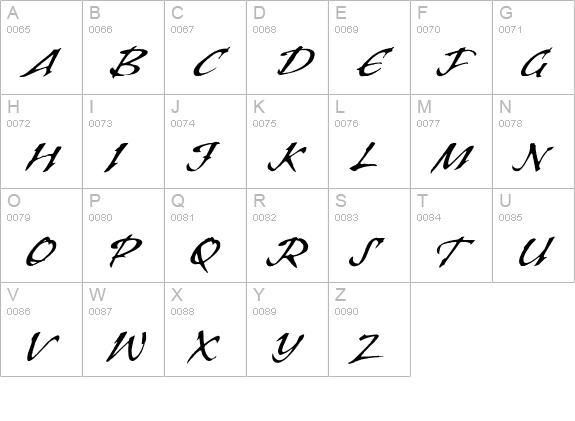 Banshee uppercase A-Z preview