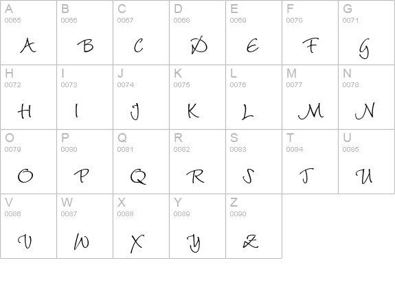 Barbara Hand uppercase A-Z preview
