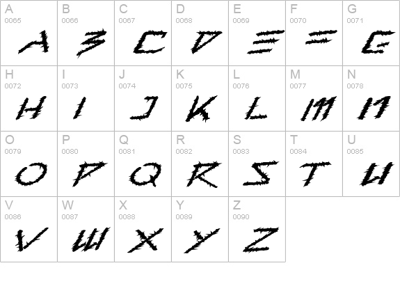 Barbed Type uppercase A-Z preview