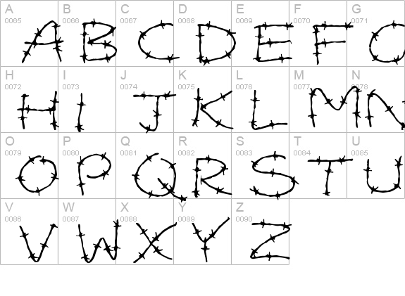 Barbed Wires
 uppercase A-Z preview