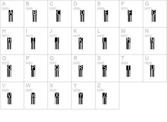 BarMKode-Inverse uppercase A-Z preview