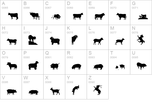 Barnyard uppercase A-Z preview