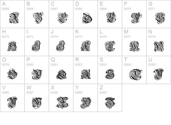 Barock uppercase A-Z preview