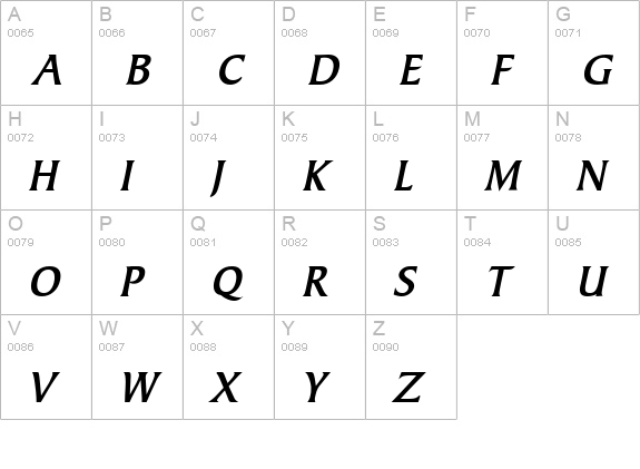 Barrett Bold Italic uppercase A-Z preview