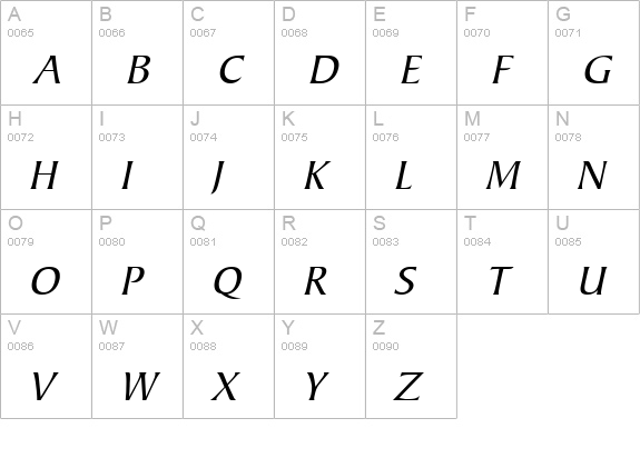 Barrett Italic uppercase A-Z preview