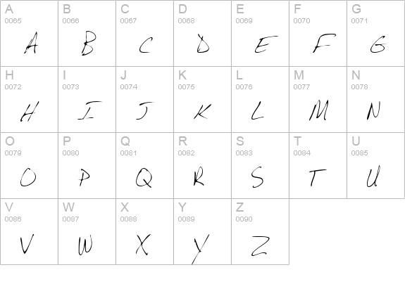 BarrysHand Regular uppercase A-Z preview