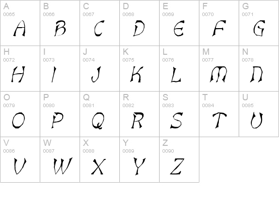 Bart Thin Italic uppercase A-Z preview