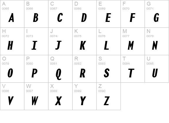 BaseMonoNarrowBoldItalic uppercase A-Z preview