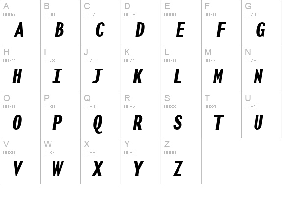 BaseMonoNarrowBoldItalic Bold Italic uppercase A-Z preview