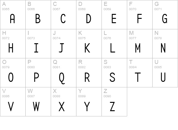 BaseMonoNarrowThin Regular uppercase A-Z preview