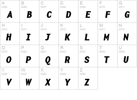 BaseMonoWide-Bold Italic uppercase A-Z preview
