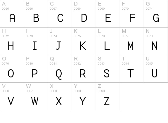BaseMonoWideThin uppercase A-Z preview