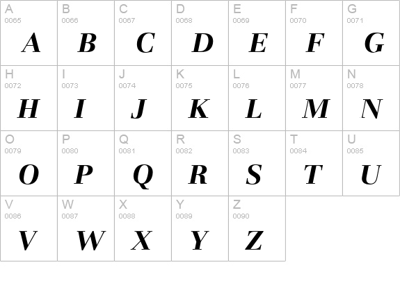 Basilia T Bold Italic uppercase A-Z preview