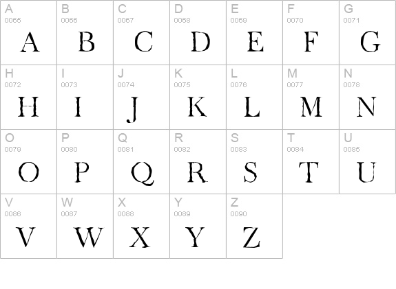 BaskerOldAntique-Light-Regular uppercase A-Z preview