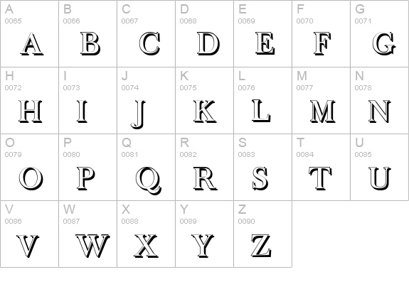 BaskerOldShadow-Medium-Regular uppercase A-Z preview