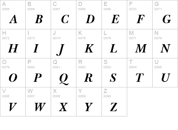 Baskerville Black SSi Bold Italic uppercase A-Z preview