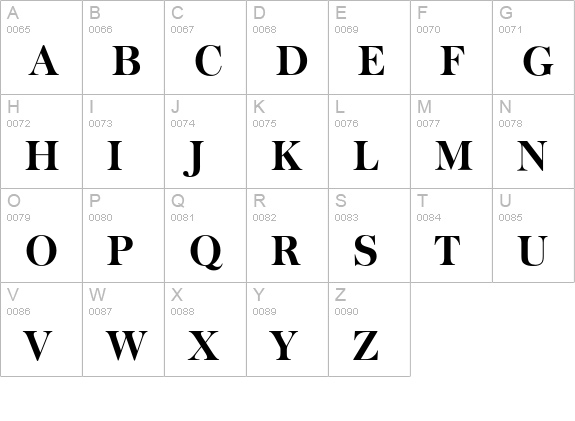 Baskerville-Bold uppercase A-Z preview