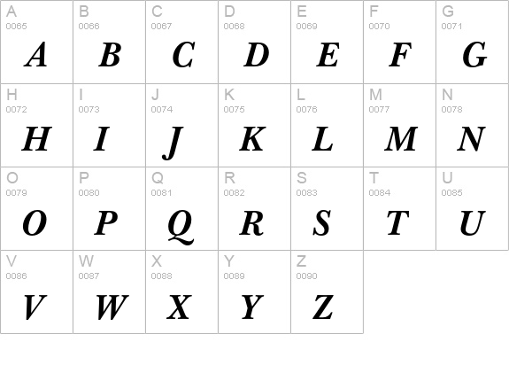 Baskerville Bold Italic uppercase A-Z preview