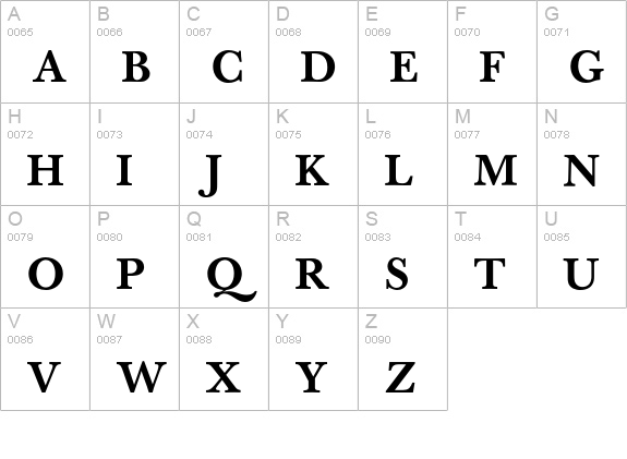 Baskerville Book BQ Medium uppercase A-Z preview