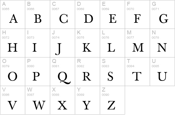 Baskerville Book BQ Regular OsF uppercase A-Z preview