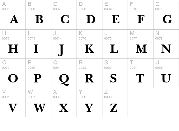 Baskerville Cyrillic Bold uppercase A-Z preview