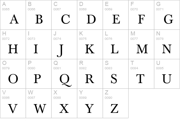 Baskerville Expert Regular OsF uppercase A-Z preview